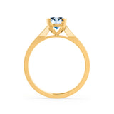 ELENA - Chatham® Round Aqua Spinel Solitaire Engagement Ring 18k Yellow Gold