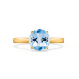 ELENA - Chatham® Round Aqua Spinel Solitaire Engagement Ring 18k Yellow Gold