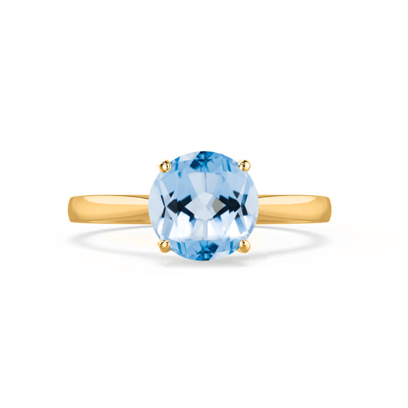 ELENA - Chatham® Round Aqua Spinel Solitaire Engagement Ring 18k Yellow Gold
