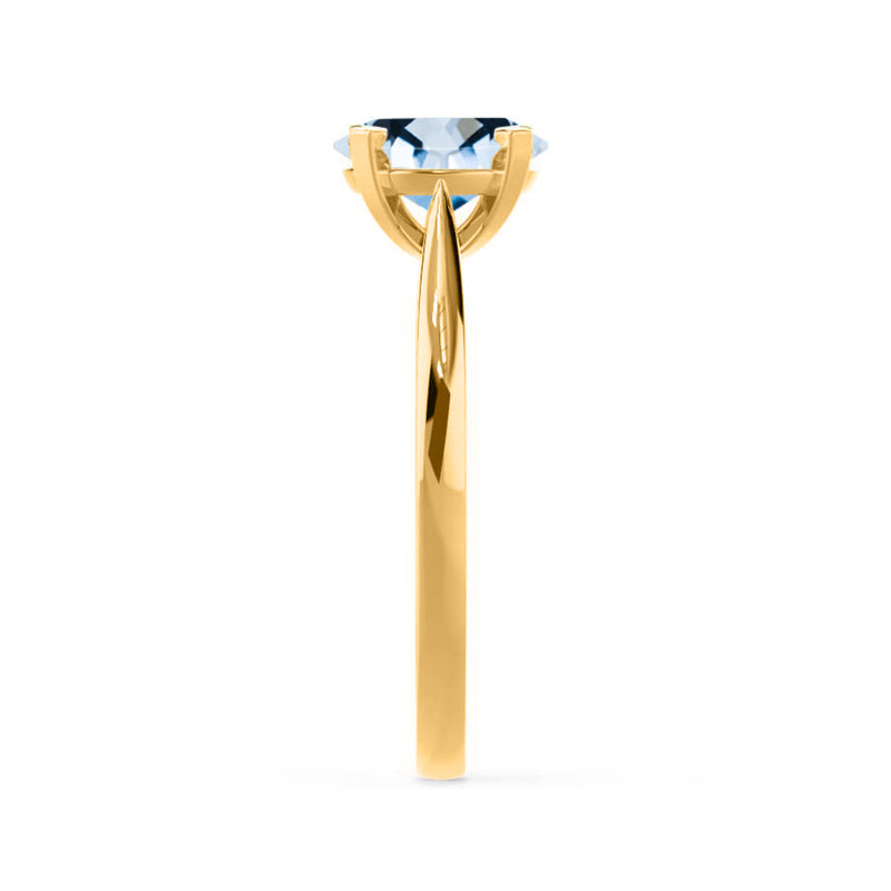 ELENA - Chatham® Round Aqua Spinel Solitaire Engagement Ring 18k Yellow Gold