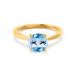 ELENA - Chatham® Round Aqua Spinel Solitaire Engagement Ring 18k Yellow Gold