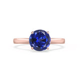 ELENA - Chatham® Round Blue Sapphire Solitaire Engagement Ring 18k Rose Gold