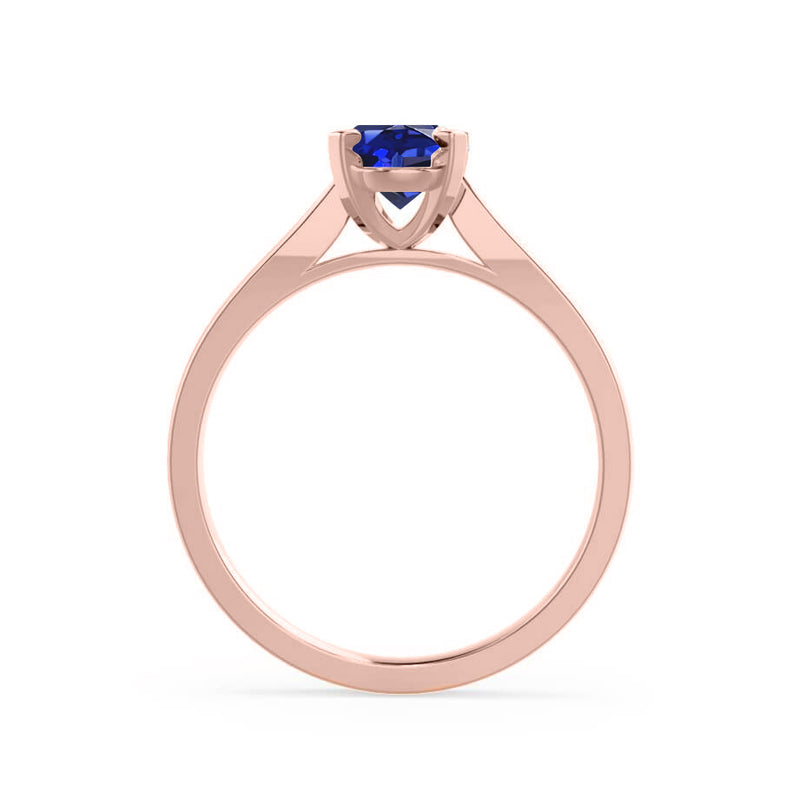 ELENA - Chatham® Round Blue Sapphire Solitaire Engagement Ring 18k Rose Gold