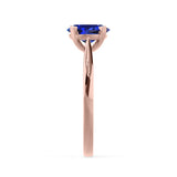 ELENA - Chatham® Round Blue Sapphire Solitaire Engagement Ring 18k Rose Gold