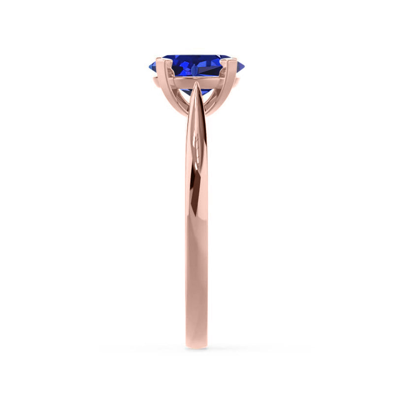 ELENA - Chatham® Round Blue Sapphire Solitaire Engagement Ring 18k Rose Gold