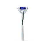 ELENA - Chatham® Round Blue Sapphire Solitaire Engagement Ring 18k White Gold