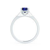ELENA - Chatham® Round Blue Sapphire Solitaire Engagement Ring 18k White Gold