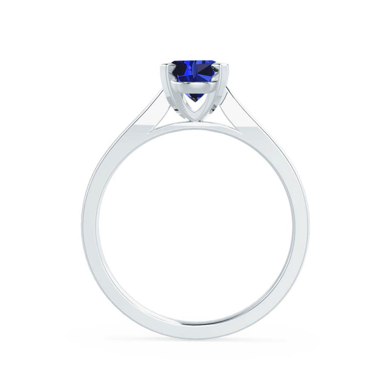 ELENA - Chatham® Round Blue Sapphire Solitaire Engagement Ring 18k White Gold