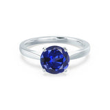ELENA - Chatham® Round Blue Sapphire Solitaire Engagement Ring 18k White Gold