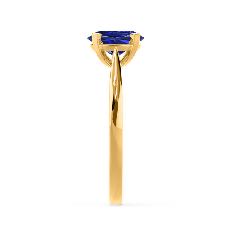 ELENA - Chatham® Round Blue Sapphire Solitaire Engagement Ring 18k Yellow Gold