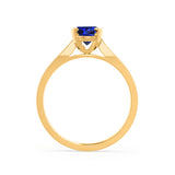 ELENA - Chatham® Round Blue Sapphire Solitaire Engagement Ring 18k Yellow Gold