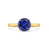 ELENA - Chatham® Round Blue Sapphire Solitaire Engagement Ring 18k Yellow Gold