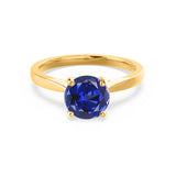 ELENA - Chatham® Round Blue Sapphire Solitaire Engagement Ring 18k Yellow Gold