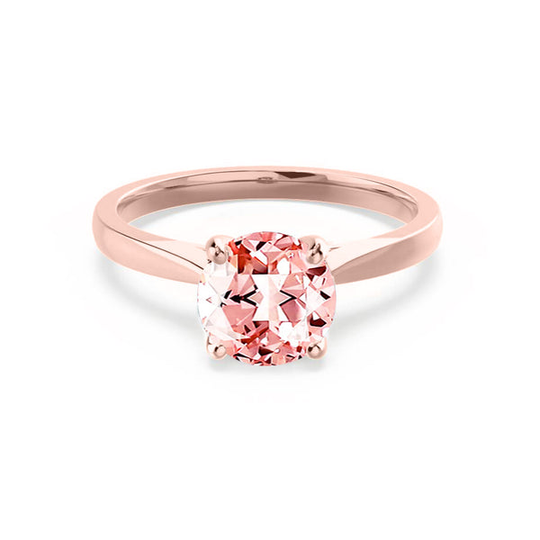 ELENA - Chatham® Round Champagne True Sapphire Solitaire Engagement Ring 18k Rose Gold