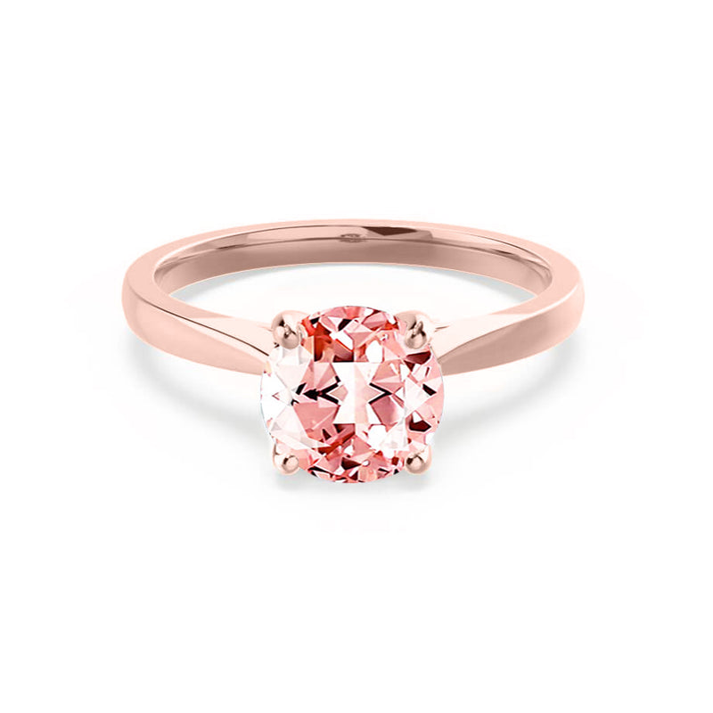 ELENA - Chatham® Round Champagne True Sapphire Solitaire Engagement Ring 18k Rose Gold