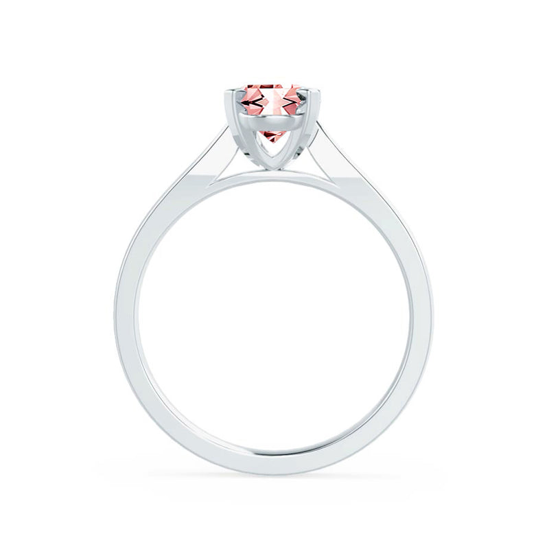 ELENA - Chatham® Round Champagne True Sapphire Solitaire Engagement Ring 18k White Gold