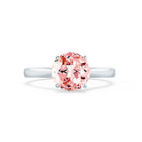 ELENA - Chatham® Round Champagne True Sapphire Solitaire Engagement Ring 18k White Gold