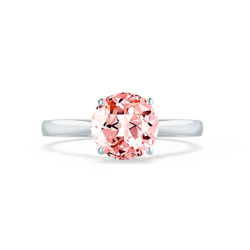 ELENA - Chatham® Round Champagne True Sapphire Solitaire Engagement Ring 18k White Gold