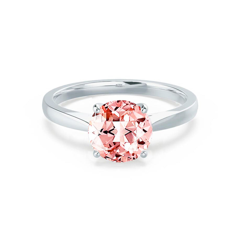 ELENA - Chatham® Round Champagne True Sapphire Solitaire Engagement Ring 18k White Gold