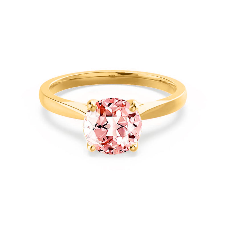 ELENA - Chatham® Round Champagne True Sapphire Solitaire Engagement Ring 18k Yellow Gold