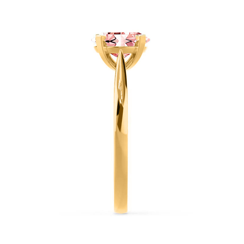 ELENA - Chatham® Round Champagne True Sapphire Solitaire Engagement Ring 18k Yellow Gold