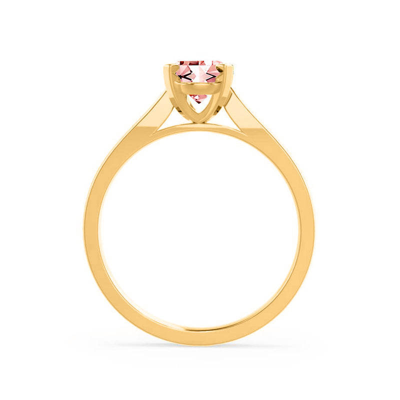 ELENA - Chatham® Round Champagne True Sapphire Solitaire Engagement Ring 18k Yellow Gold