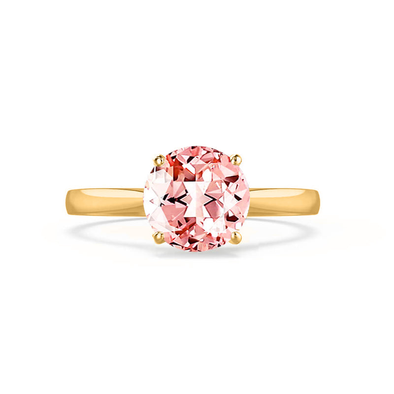 ELENA - Chatham® Round Champagne True Sapphire Solitaire Engagement Ring 18k Yellow Gold