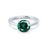 ELENA - Chatham® Round Emerald Solitaire Engagement Ring 18k White Gold