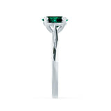 ELENA - Chatham® Round Emerald Solitaire Engagement Ring 18k White Gold