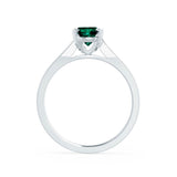 ELENA - Chatham® Round Emerald Solitaire Engagement Ring 18k White Gold
