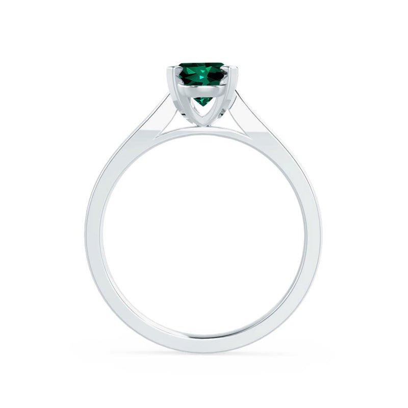 ELENA - Chatham® Round Emerald Solitaire Engagement Ring 18k White Gold