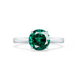 ELENA - Chatham® Round Emerald Solitaire Engagement Ring 18k White Gold