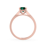 ELENA - Chatham® Round Emerald Solitaire Engagement Ring 18k Rose Gold