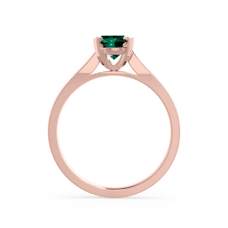 ELENA - Chatham® Round Emerald Solitaire Engagement Ring 18k Rose Gold
