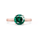 ELENA - Chatham® Round Emerald Solitaire Engagement Ring 18k Rose Gold