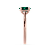 ELENA - Chatham® Round Emerald Solitaire Engagement Ring 18k Rose Gold
