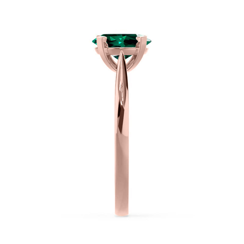 ELENA - Chatham® Round Emerald Solitaire Engagement Ring 18k Rose Gold