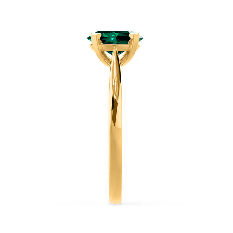 ELENA - Chatham® Round Emerald Solitaire Engagement Ring 18k Yellow Gold