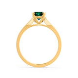 ELENA - Chatham® Round Emerald Solitaire Engagement Ring 18k Yellow Gold