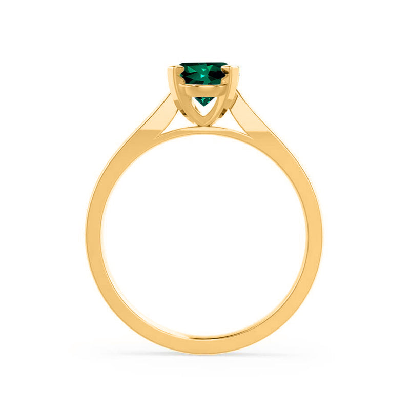 ELENA - Chatham® Round Emerald Solitaire Engagement Ring 18k Yellow Gold