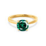 ELENA - Chatham® Round Emerald Solitaire Engagement Ring 18k Yellow Gold