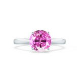 ELENA - Chatham® Round Pink Sapphire Solitaire Engagement Ring 950 Platinum