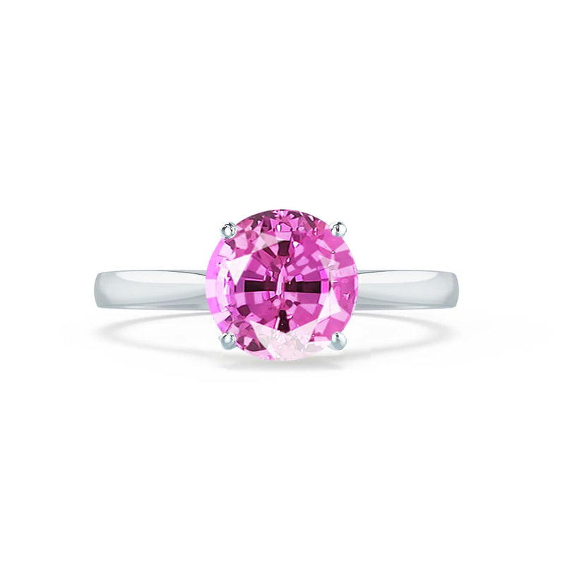 ELENA - Chatham® Round Pink Sapphire Solitaire Engagement Ring 950 Platinum
