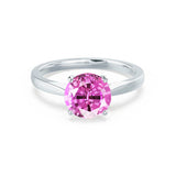 ELENA - Chatham® Round Pink Sapphire Solitaire Engagement Ring 950 Platinum