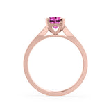 ELENA - Chatham® Round Pink Sapphire Solitaire Engagement Ring 18k Rose Gold