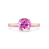ELENA - Chatham® Round Pink Sapphire Solitaire Engagement Ring 18k Rose Gold