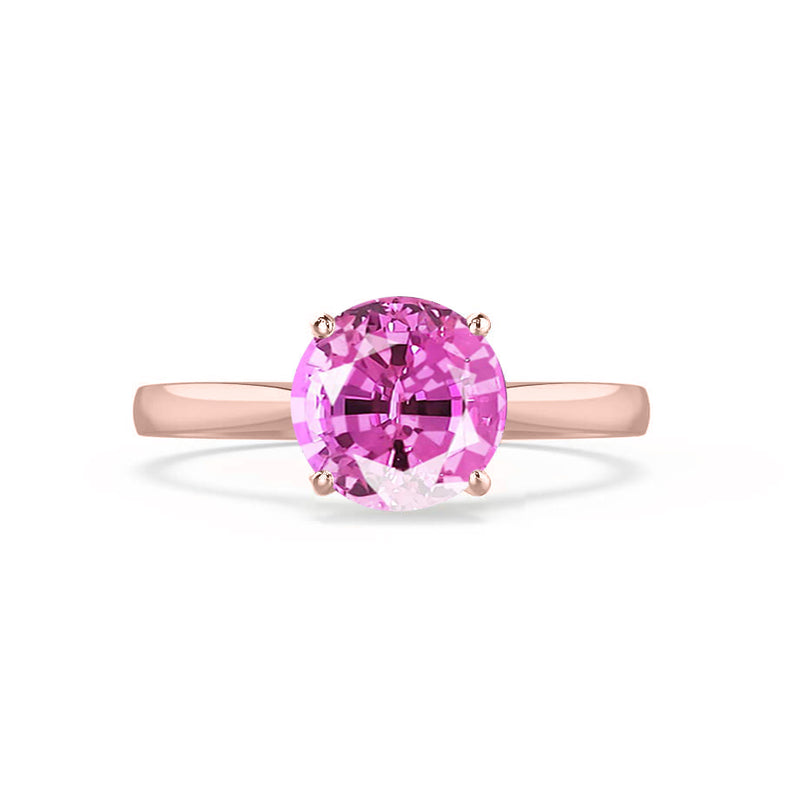 ELENA - Chatham® Round Pink Sapphire Solitaire Engagement Ring 18k Rose Gold
