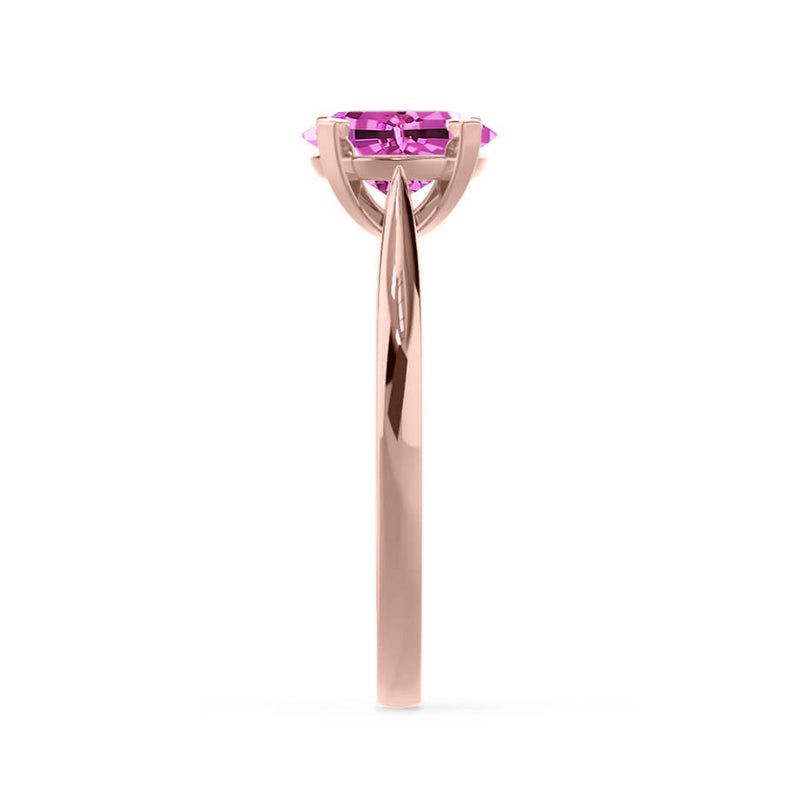 ELENA - Chatham® Round Pink Sapphire Solitaire Engagement Ring 18k Rose Gold