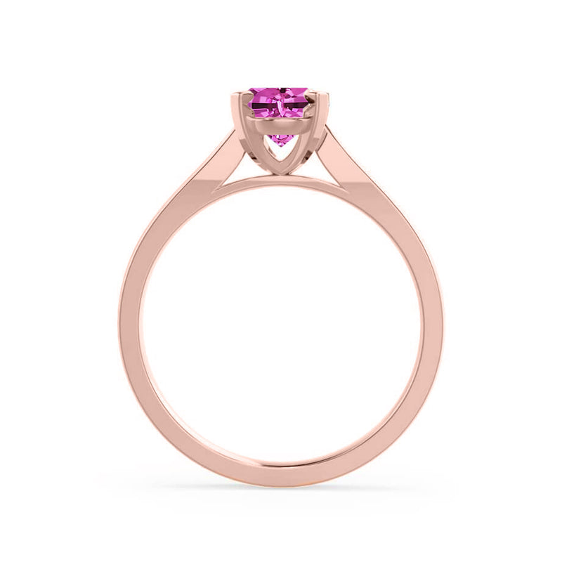 ELENA - Chatham® Round Pink Sapphire Solitaire Engagement Ring 18k Rose Gold