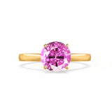 ELENA - Chatham® Round Pink Sapphire Solitaire Engagement Ring 18k Yellow Gold